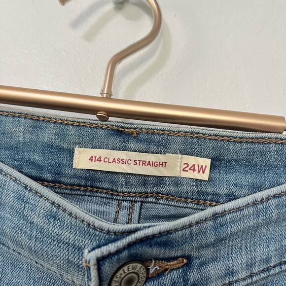 Levi’s Classic Straight Mid Rise Jeans Plus Size‎ 24W Light Wash Cotton Zip NEW - Picture 3 of 9